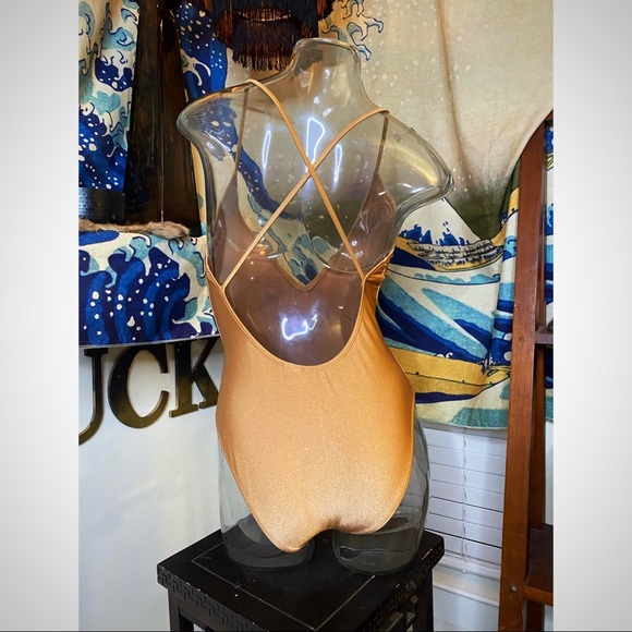 Small champaign deep plunge bodysuit - Picture 3 of 5